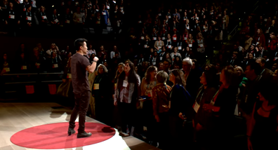 Hunter Lee Soik giving a Ted-Talk.