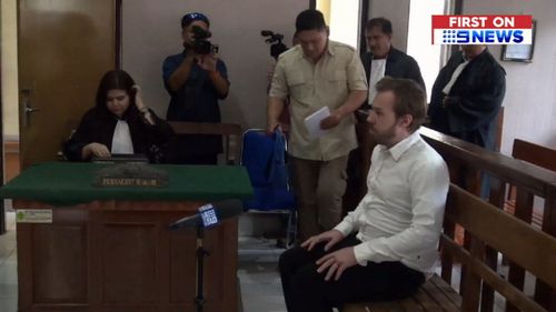 Joshua Baker was first arrested when Bali customs officers became suspicious of his luggage as it went through airport security. (9NEWS)