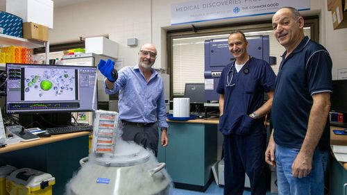 The Prince Charles Hospital research team alongside patient Tony Constantine.