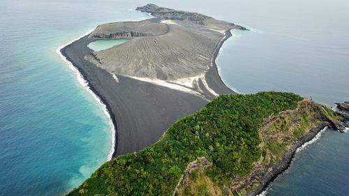 This island formed three years ago in the Southern Pacific Ocean. Picture: The Woods Hole Oceanographic Institution