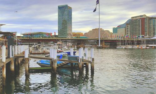 A man's body was found by police divers in Darling Harbour near King St Wharf.