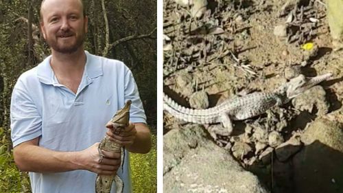 Aaron Hughes caught the crocodile yesterday afternoon. (9NEWS)