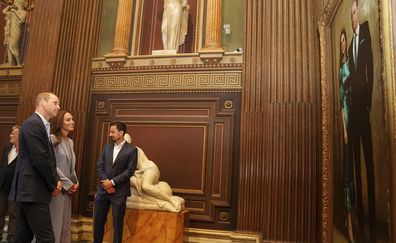 Prince William and Kate, Duchess of Cambridge visit the Fitzwilliam Museum to view a painted portrait of themselves as it is revealed to the public for the first time, in Cambridge, England, Thursday June 23, 2022.  