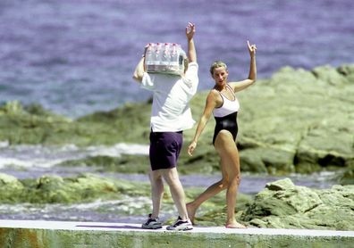 Diana and her bodyguard Trevor Reese-Jones in St Tropez in the summer of 1997, shortly before Diana and boyfriend Dodi were killed in a car crash in Paris on August 31, 1997.