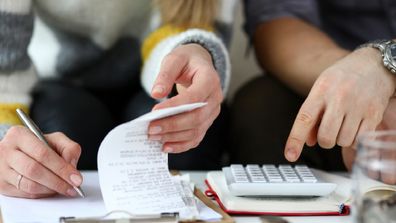 Couple paying bills