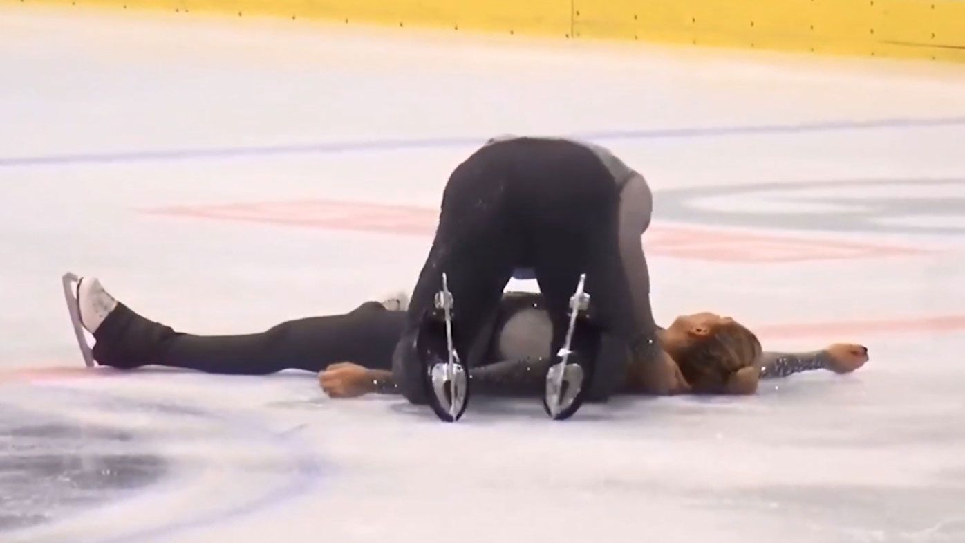 KO'd figure skater allowed to continue after horror head-first fall