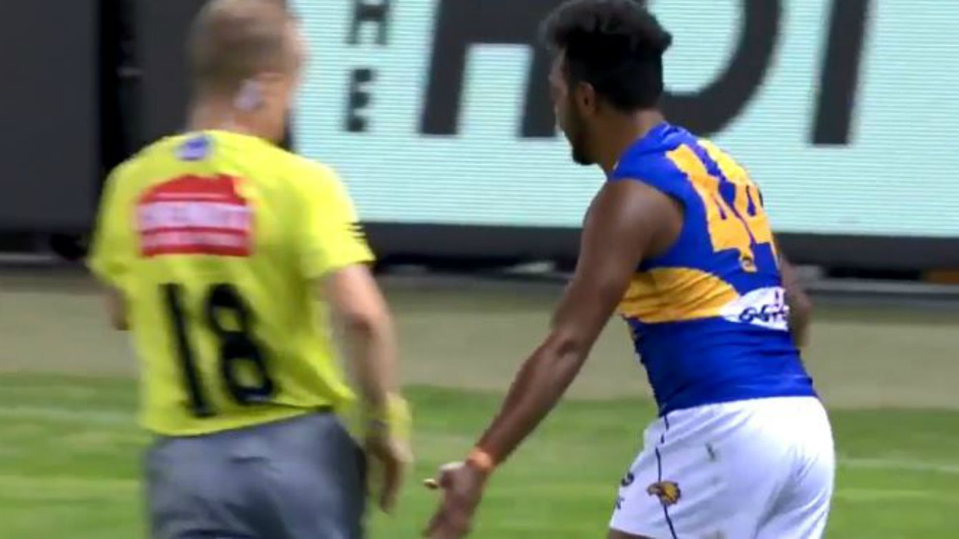 West Coast Eagles star Willie Rioli faces nervous wait over cheeky umpire bum tap