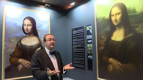 The image on the left is a digital reconstruction of what what is claimed to be behind the Mona Lisa. (Photo: Brinkworth Films)