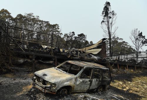 The remains of a car yard in the industrial estate at Batemans Bay.