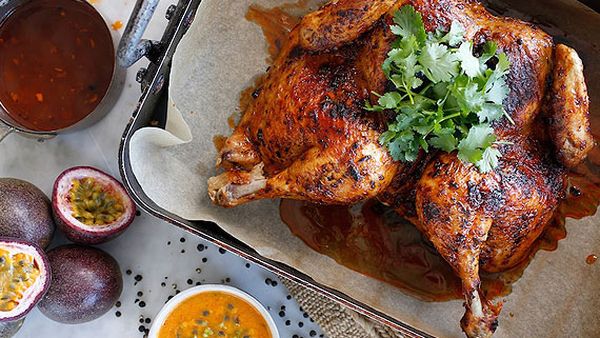 Sammy & Bella's roast chicken with spicy Peruvian passionfruit sauce