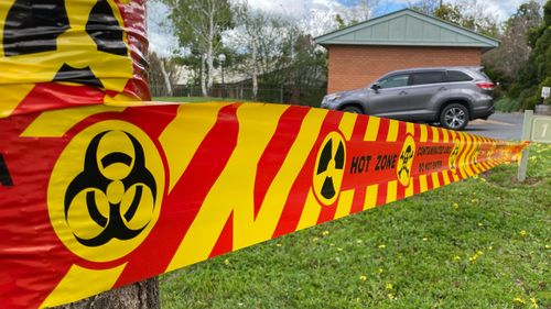 The care home in Albury has been taped off and some residents have been evacuated as investigations continue into the WWII explosive found in a room.