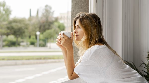 Woman drinking coffee