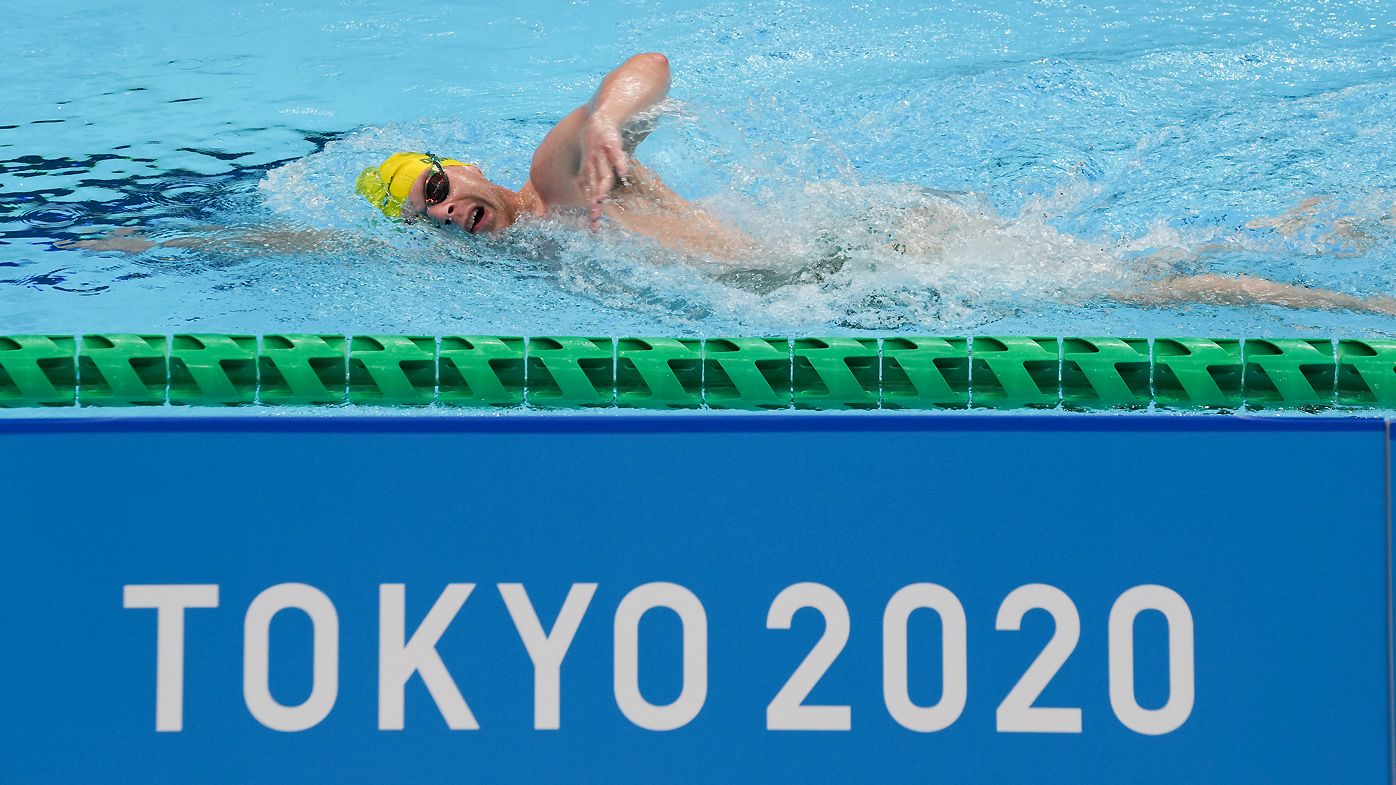 A member of Team Australia swims during a practice session ahead of the Tokyo 2020 Paralympic Games