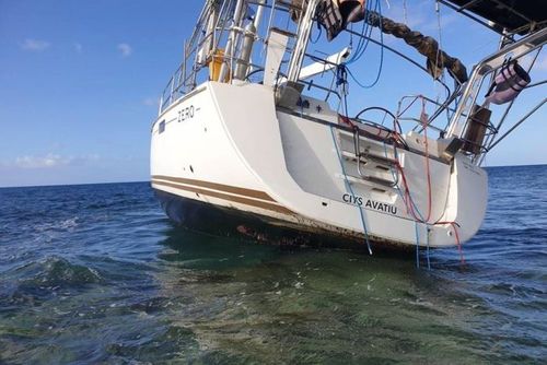 The yacht named Zero sits abandoned and stranded on a reef. An international investigation has been launched into the vessel's alleged cargo of illicit drugs worth $1 billion.