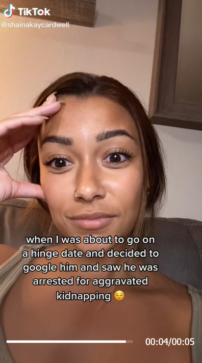 Woman discovers Hinge date was previously arrested for "aggravated kidnapping" after googling him.