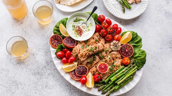 Souvlaki salmon party platter