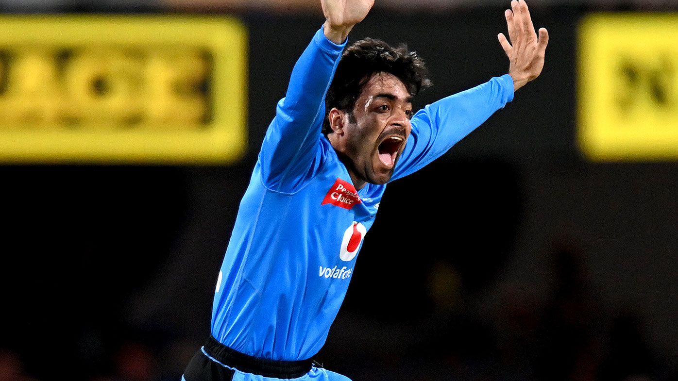 Adelaide&#x27;s Rashid Khan appeals for a wicket in the BBL.
