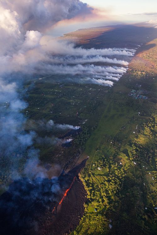 Fissure 17 has advanced over 1.5kms, destroying properties and blocking two major thoroughfares in the Hawaiian region of Pahoa. (EPA)