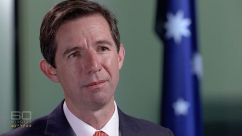 Education Minister Simon Birmingham has long been a staunch defender of the controversial NAPLAN tests but admitted to reporter Tom Steinfort the Australian education system needs to change. Picture: 60 Minutes