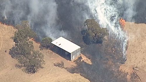 Outbuildings and homes on properties near Moyston are under threat. (9NEWS)