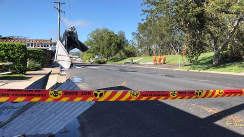 Maclean's main street is still closed as a result of the debris. (9NEWS/Sam Cucchiara)