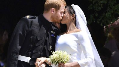 Royal wedding anniversary kiss