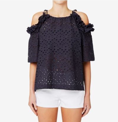 Weekends are perfect for this <a href="http://www.seedheritage.com/p/broderie-cold-shoulder-top/5082137-157-06-se.html#sz=24&amp;start=25" target="_blank" draggable="false">Seed Heritage Broderie Cold Shoulder Top, $119.95.</a>