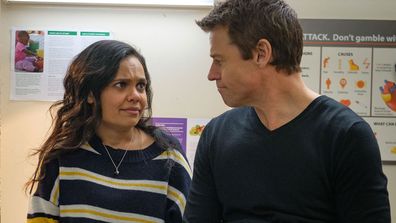 April (Miranda Tapsell) and Hugh (Rodger Corser) Doctor Doctor Season 5, Episode 6 2020