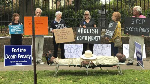 Pulaski County Circuit Judge Wendell Griffen taking part of an anti-death penalty demonstration outside the Governor's Mansion in Little Rock.