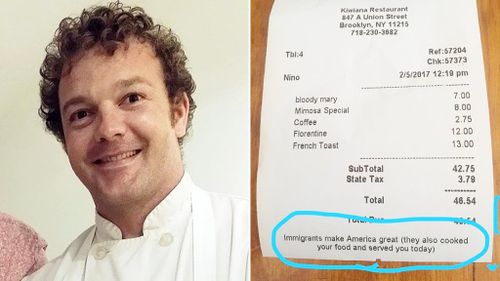 NZ chef pens positive reminder to patrons in wake of US travel ban