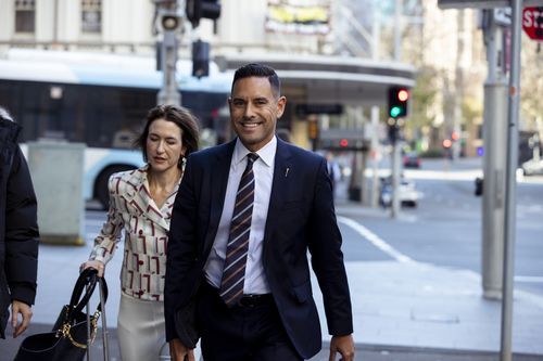 Member for Sydney Alex Greenwich arrives at the John Maddison Tower in Sydney on August 13, 2025. Photo: Dominic Lorrimer