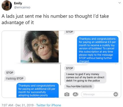 Woman's prank on man who gave his number to her. 