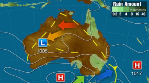 Friday: A low pressure trough over inland and northern QLD will bring showers and storms. A cool southerly change will move along the NSW coast in with a cold front. Showery conditions will remain over VIC and TAS in the wake of front. (Weatherzone)