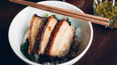 Recipe: <a href="https://kitchen.nine.com.au/2017/11/08/14/02/chinese-roast-pork-belly" target="_top">DUK's Chinese roast pork belly</a>