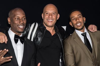  Tyrese Gibson, actor Vin Diesel and actor/hip hop recording artist Ludacris attend The Fate Of The Furious New York Premiere at Radio City Music Hall on April 8, 2017 in New York City.  