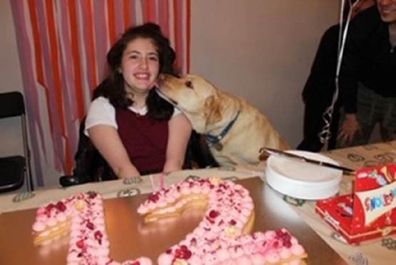 Francesca birthday with her dog