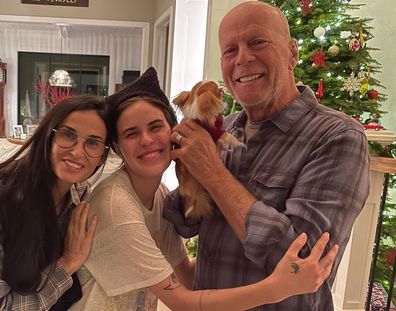 Demi Moore and Bruce Willis embrace their blended family for Christmas with daughter Tallulah.