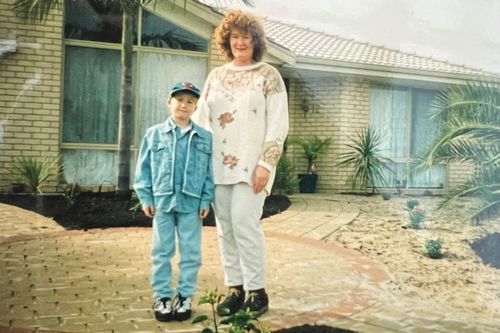 Joel Kleber, pictured with his mother outside their Perth home.