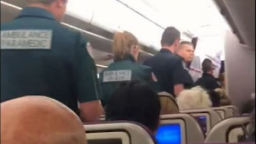 A passenger has told 9NEWS somebody on board removed with a medical emergency.