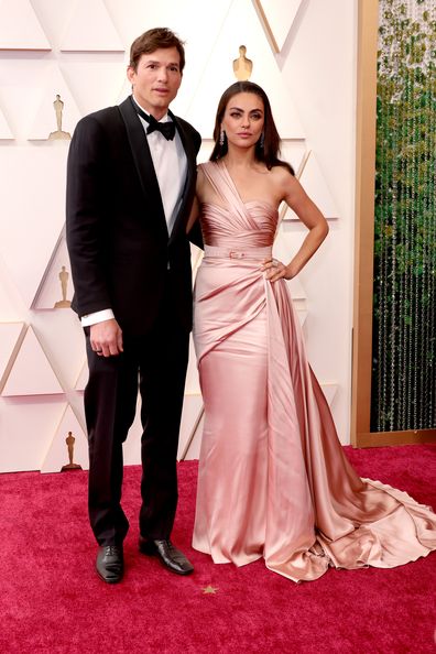 Ashton Kutcher and Mila Kunis attend the 94th Annual Academy Awards at Hollywood and Highland on March 27, 2022 in Hollywood, California. (Photo by Momodu Mansaray/Getty Images)