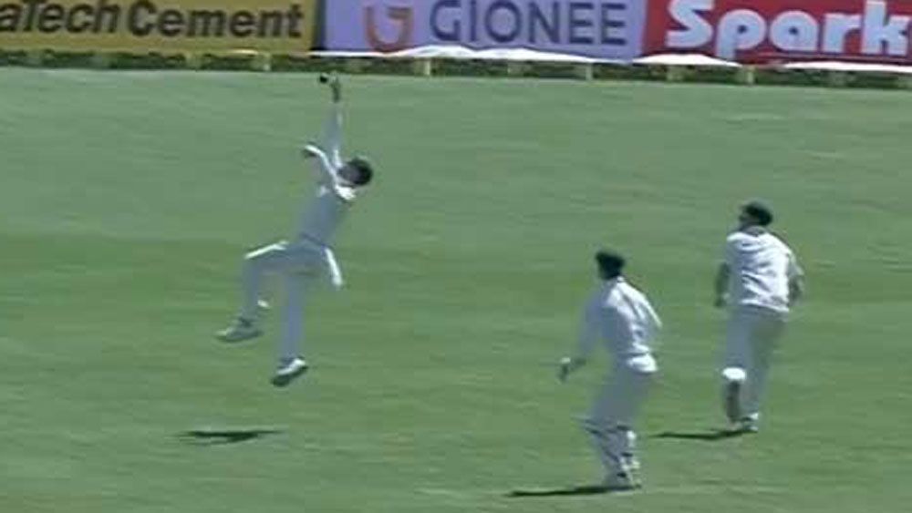 Australian captain Steve Smith takes stunning catch to dismiss India's Wriddhiman Saha
