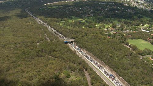 A motorhome caught on fire on the M1 causing significant traffic delays.