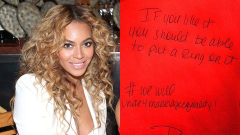 beyonce / same sex marriage note