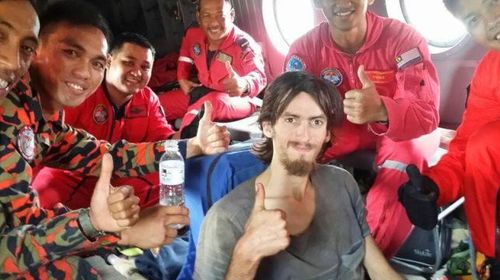 Andrew Gaskell after being rescued. (Photos: RTM Sarawak Facebook)