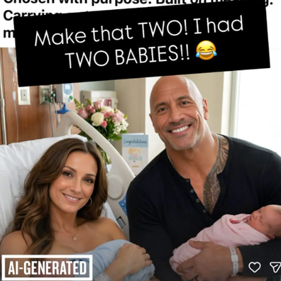 Lauren Hashian Dwayne the rock johnson fake baby news AI