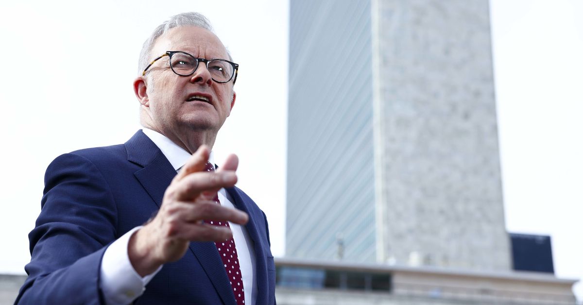 Anthony Albanese tells world leaders recognising Palestine ‘offers real hope’ as part of two-state solution