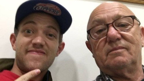 Liam Anderson (L) with his father Australian rocker Angry Anderson (R).