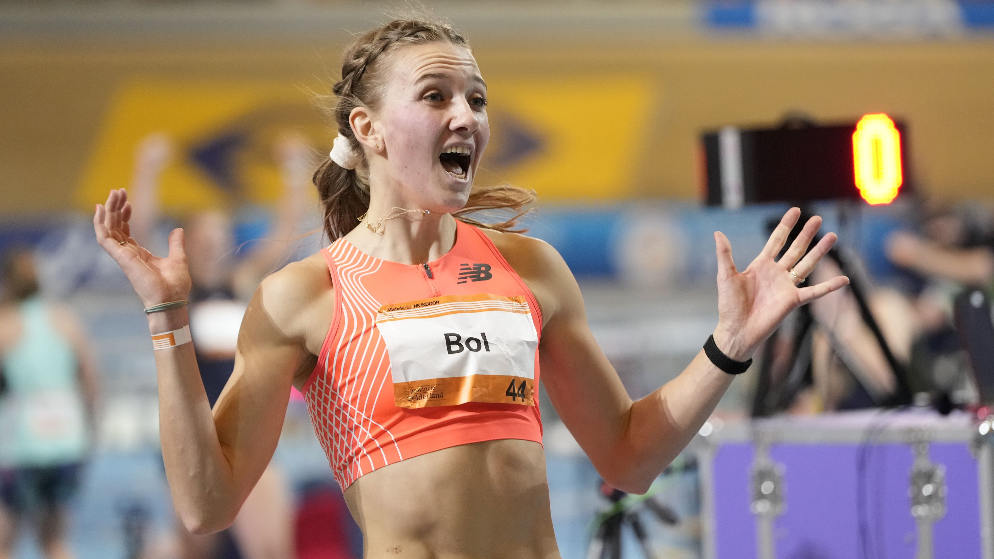 Femke Bol runs a new World Record on the 400m Women during the Dutch Championships Athletics Indoor 2023 at Omnisport on February 19, 2023 in Apeldoorn, Netherlands (Photo by Patrick Goosen/Orange Pictures)