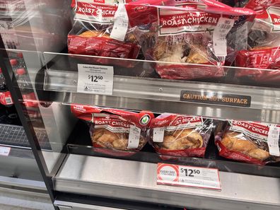 Coles roast chickens are shown