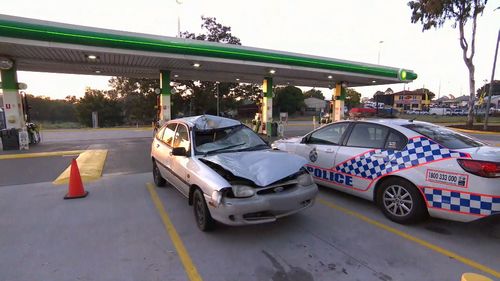The driver pulled into a service station to contact emergency services. Image: 9News